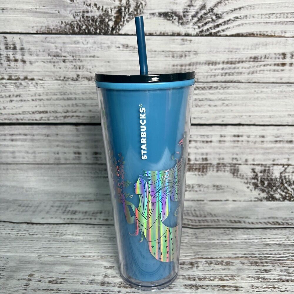 Starbucks Christmas 2021 Blue Mermaid 24oz‎ Siren Tumbler COLOR CHANGING